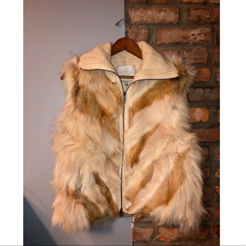 Adam Lippes Knit Vest With Coyote Fur, Size M